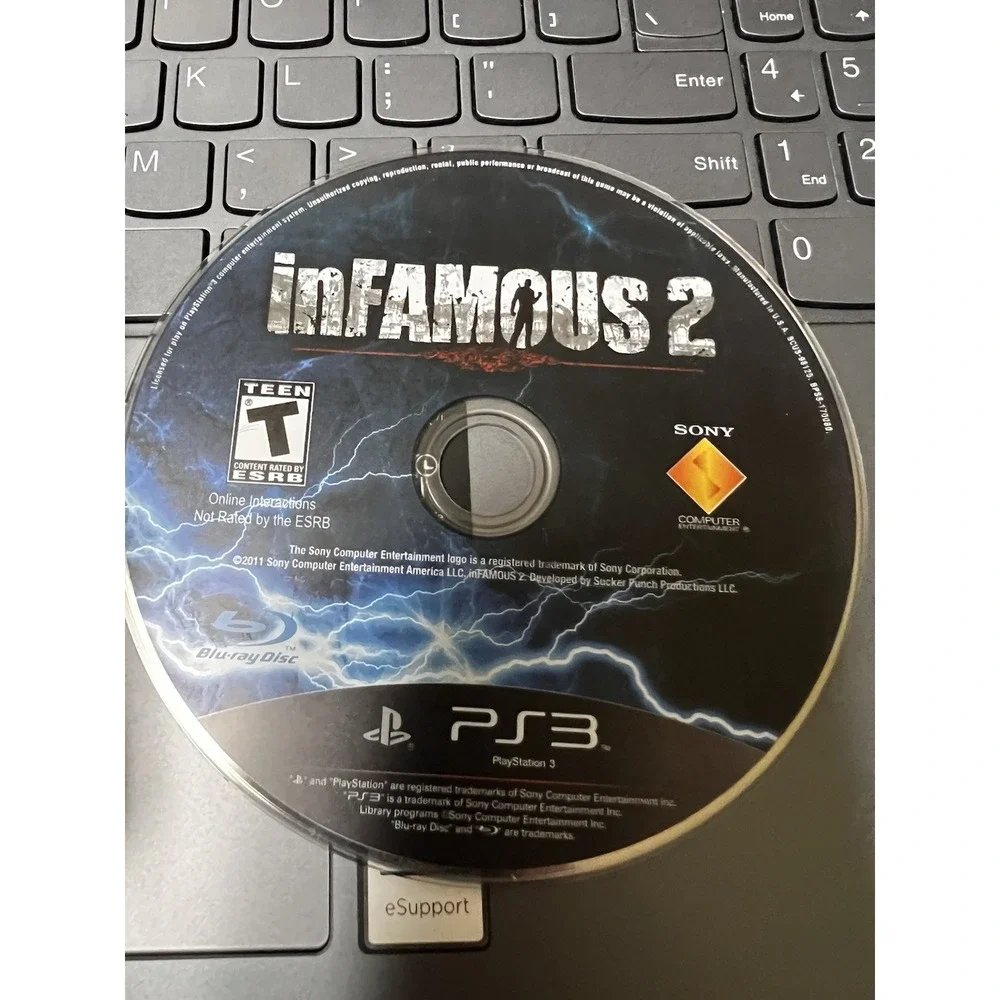 Infamous 2 Sony PlayStation 3 PS3 Game‎ Disc T-Teen Action Adventure